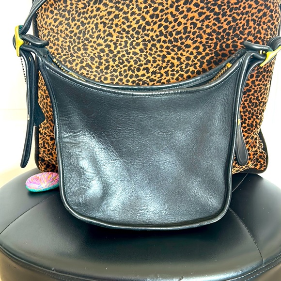 Vintage Black Leather Coach Bag